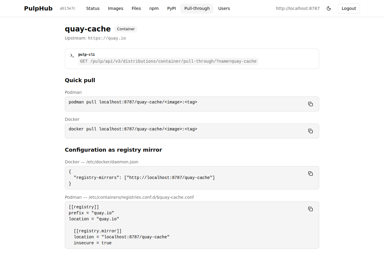Container pull-through detail