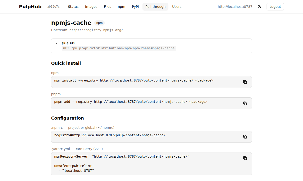 npm pull-through detail