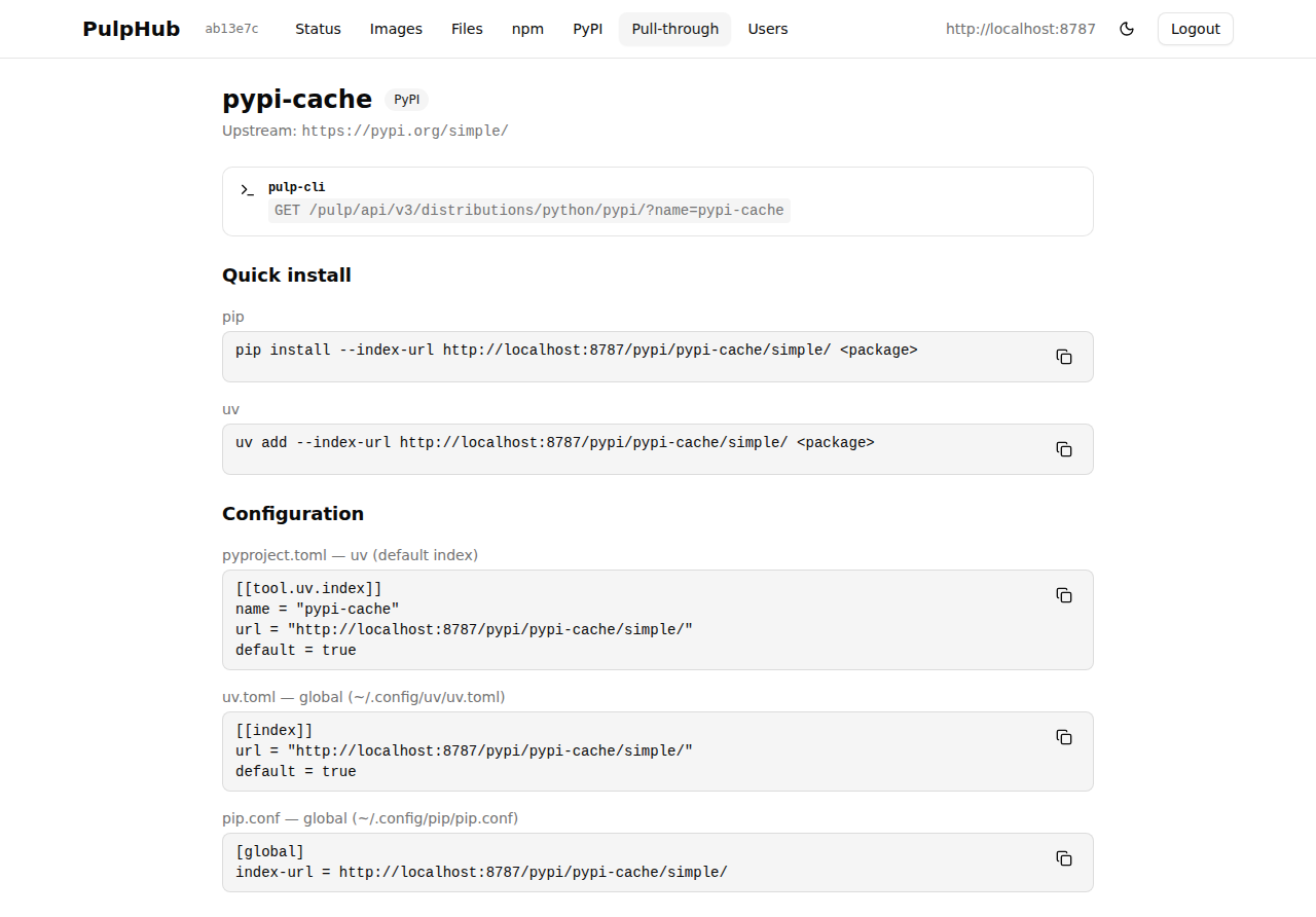 PyPI pull-through detail
