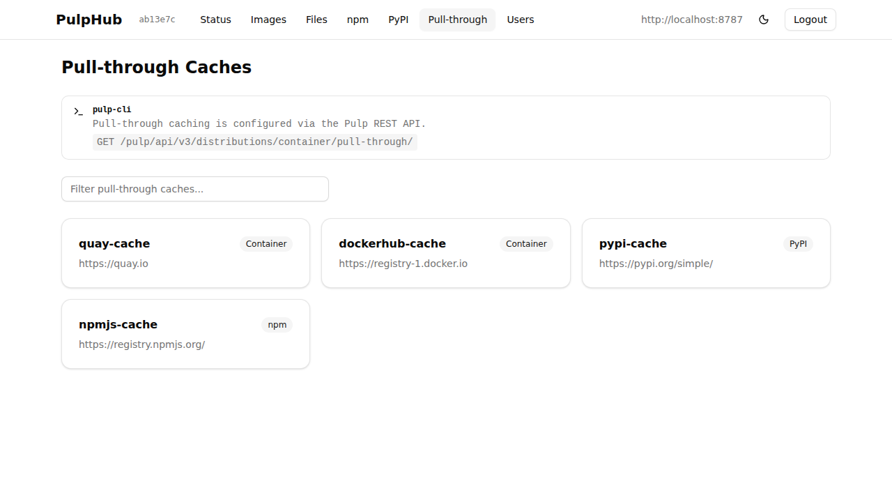 Pull-through caches list