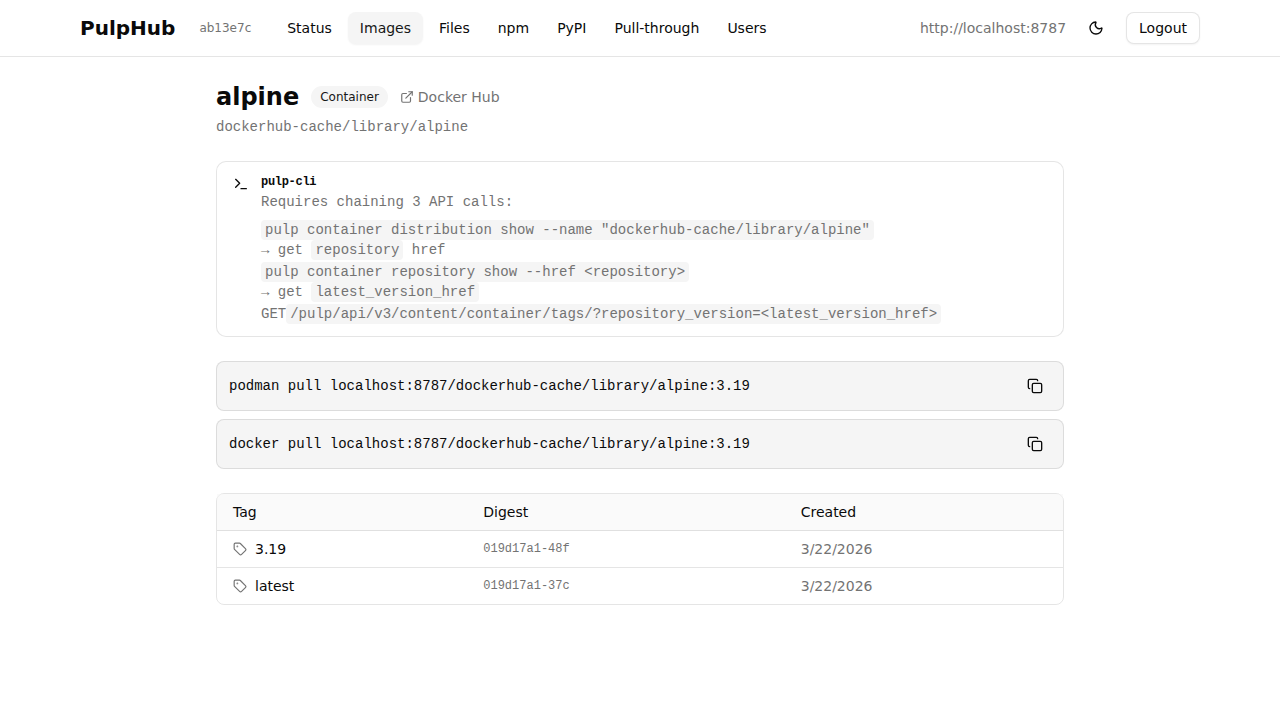 Repository detail with tags